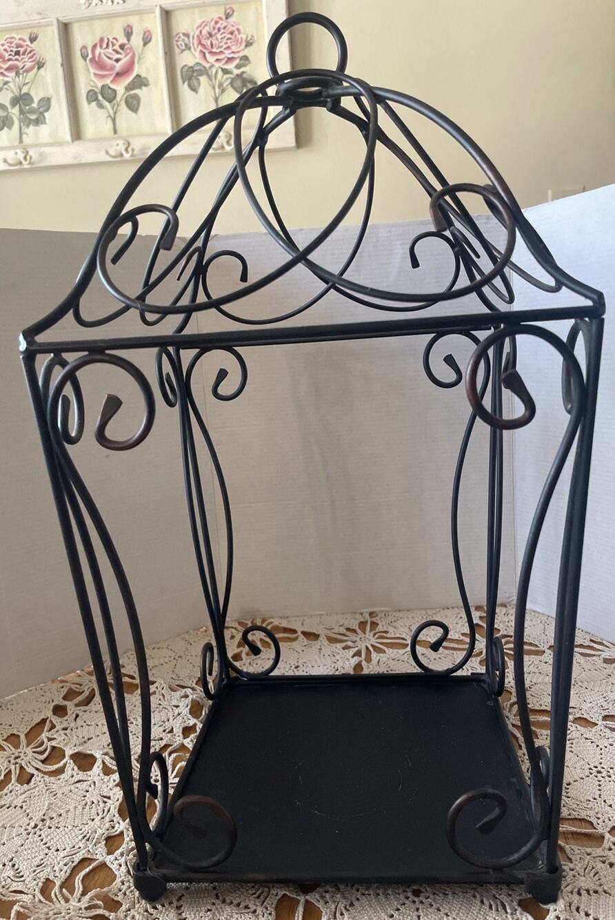 Partlite Symphony Lantern HB4106U Black Hanging Cage Candle Holder 16” X 9” XL